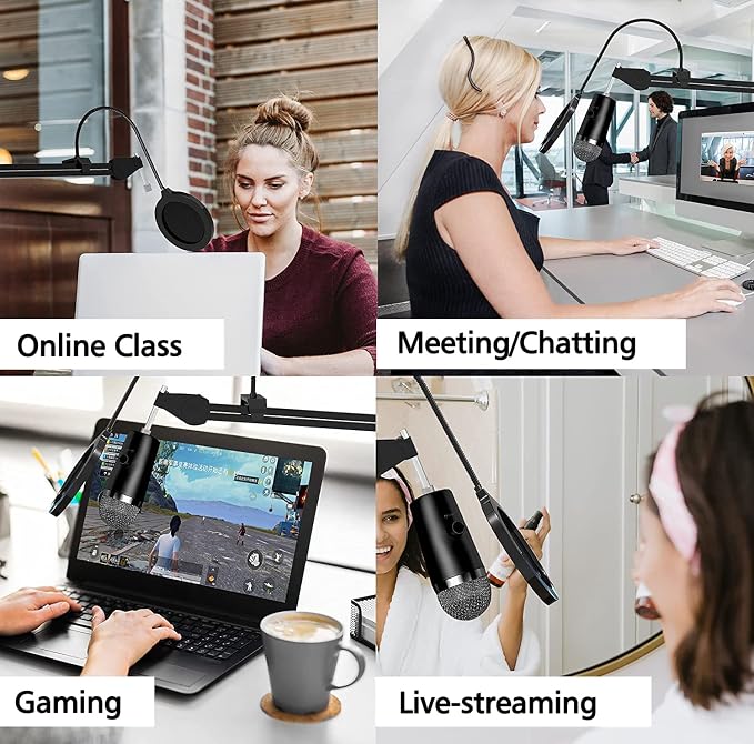 Microphone Stand for Blue Yeti, Quadcast Boom Arm Scissor Mic Stand with Windscreen and Double layered screen Pop Filter Heavy Duty Mic Boom Scissor Arm Stands, Broadcasting and Recording.Game | Includes windscreen and double-layer pop filter; compatib... - Image 7
