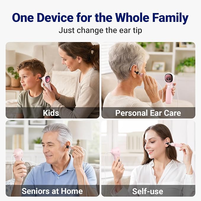 Otoscope with Light, No App Needed, HD Screen, Ear Scope Camera for Family | Ear Camera with Earwax Removal Kit for Home Cleaning Checking, Photo & Video, 3.9mm Lens, 8GB Card, LED Light, Type-C Port - Image 4