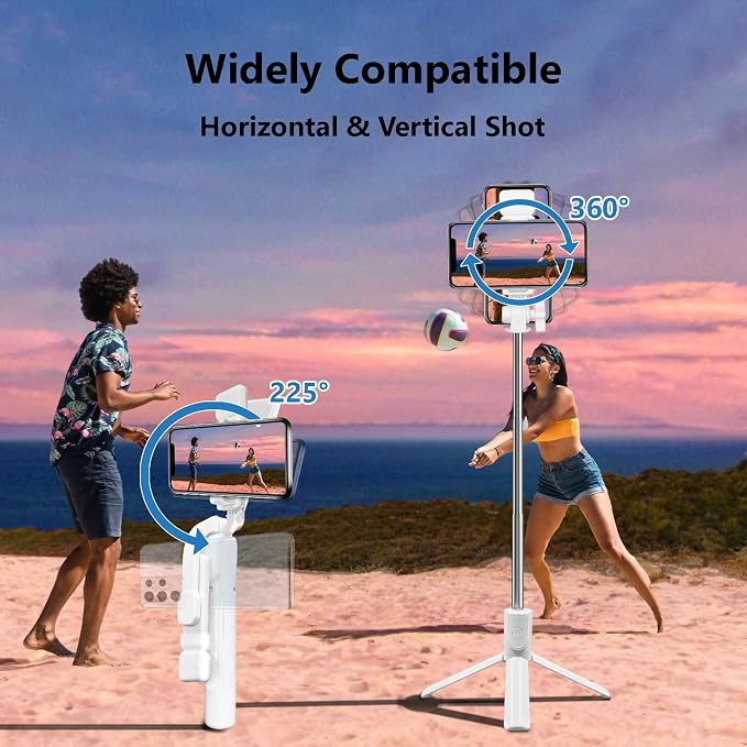 Selfie Stick Tripod, 40 in Retractable Tripod for iPhone with Wireless Remote Control & Light, Portable Phone tripods for Photograph, Live Streaming, Video Recording, Compatible with All Cellphones - Image 6