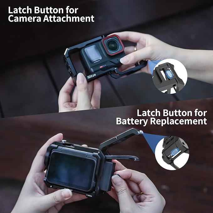Nitze Street Snap Grip Kit for Insta360 Ace Pro 2/Ace Pro/Ace - T-IN04B | Aluminum Alloy Material, Ergonimic Design, Wrist Strap, Cold Shoe Shutter Button - Image 4