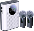 S67 Voice Amplifier Wireless Microphone Dual for Teachers Classroom Rechargeable, Mini Lavalier Lapel Mic, Portable Speaker PA System with LED Display for Class, Tour Guide, Coaches, White by ZERFUN