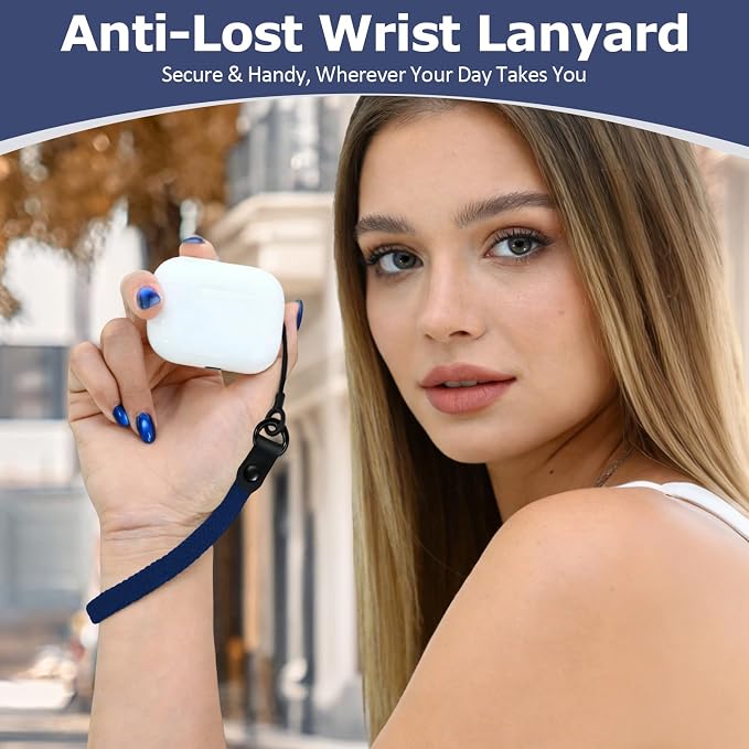 Elastic Nylon Wrist Lanyard for AirPods Case, Anti-Lost Strap for AirPods 1/2/3/Pro/Pro 2 Charging Case, Multi-Functional Wrist Strap for Phones Keys Cameras Small Gadgets, Atlantic Blue - Image 2