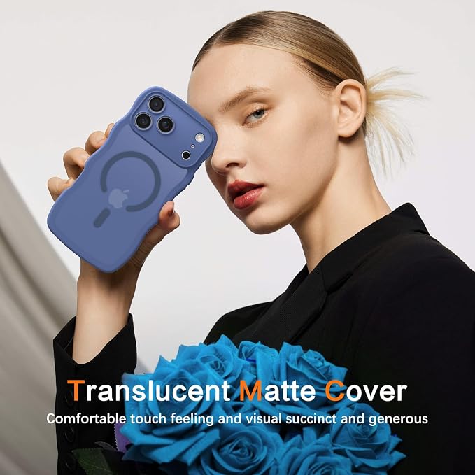 BENTOBEN Magnetic for iPhone 17 Pro Case, Cute Wavy Full Camera Protection [Compatible with MagSafe] Matte Anti-Slip Bumper Women Girls Boys Protective Cover for 17 Pro 6.3", Sierra Blue - Image 7