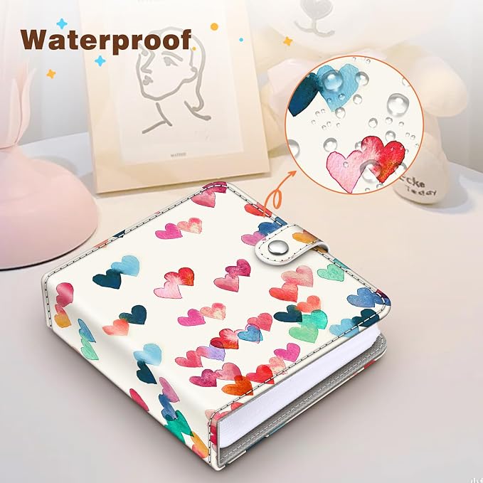 Fintie Small Photo Album Book for 3.5x4.25" Polaroid Films - 52 Pockets | For Polaoird I-Type/600/Sx-70 Films, Fujifilm Instax Wide Pictures Albums Book, Boys & Girls Memory Keepsakes, Raining Heart - Image 7
