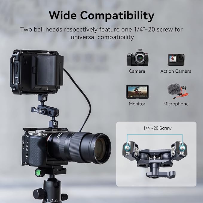SMALLRIG Camera Magic Arm, Flexible Articulating Arm with 1/4'' Screws | Field Monitor Mount with Dual Ballhead, for DSLR, Action Camera, LED Light, Flash - Image 4