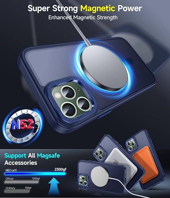 LeYi for iPhone-11-Pro Case Blue with Screen Protector X2 + Camera Cover X2[ MagSafe Compatible] Magnetic iPhone 11procase Military-Grade Protective Cases for iPhone 11Pro i Phone 11 Pro, Matte Blue - Image 3