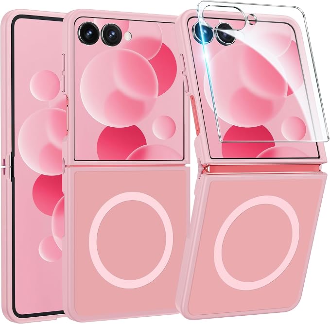 FNTCASE for Samsung Galaxy Z Flip 7 Case, Fit for Magsafe, Screen Protector | Translucent Matte, 18FT Military Grade Drop Protection, Shockproof Protective Phone Cover, Light Pink by FNTCASE