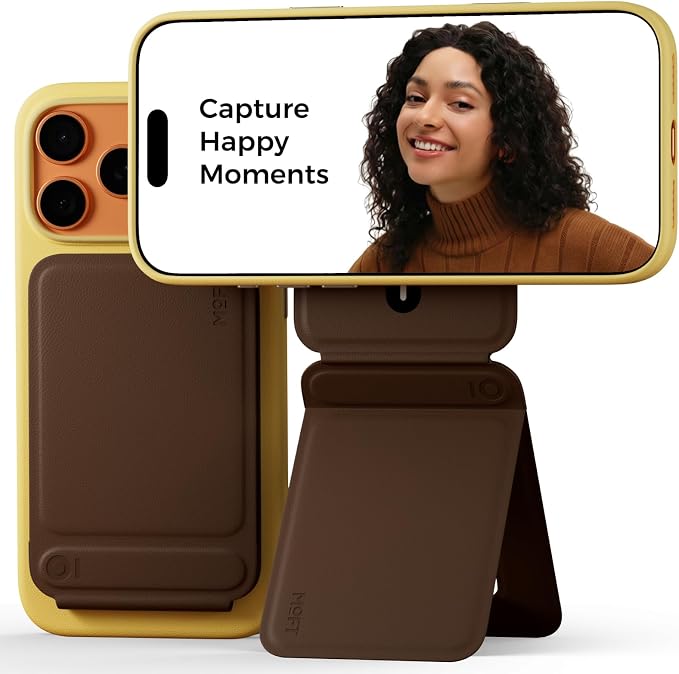 MOFT Phone Tripod Stand, Portable Selfie Stick for iPhone, Mulit-Angle | Pocket Size | Strong Magnets l MOVAS Leather | Magsafe Compatible | Easy to Charge | Stylish |For Content Creators by MOFT