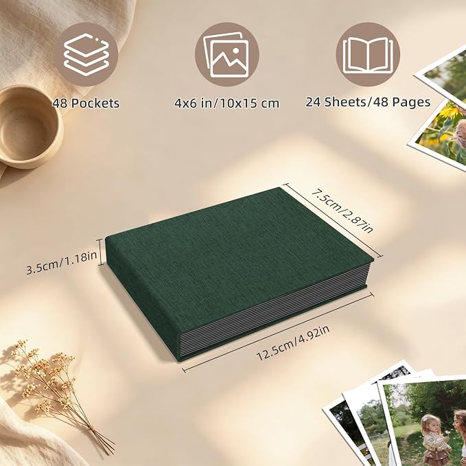 Popotop Photo Album 4x6 48 Pockets for Wedding Gifts,Linen Hardcover Picture Albums for Family Anniversary Baby Vacation Pictures - Image 3
