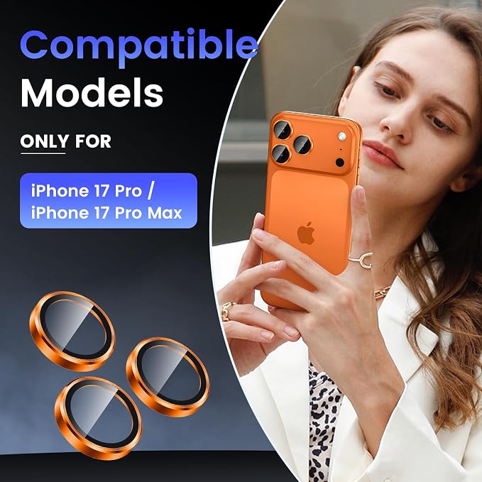 Tensea Camera Lens Protector Compatible for iPhone 17 Pro Max/17 Pro | Metal Aluminum Alloy Tempered Glass Cover Camera Screen Protector Accessories, Case Friendly - Image 2