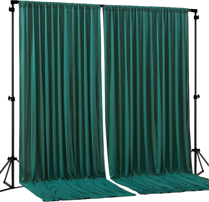 Hunter Green Backdrop Curtain-Wrinkle-Free Polyester Fabric Green Photography Curtains for Wedding Party Photo Background Decorations- 8 X10FT (Hunter Green) by WishCare