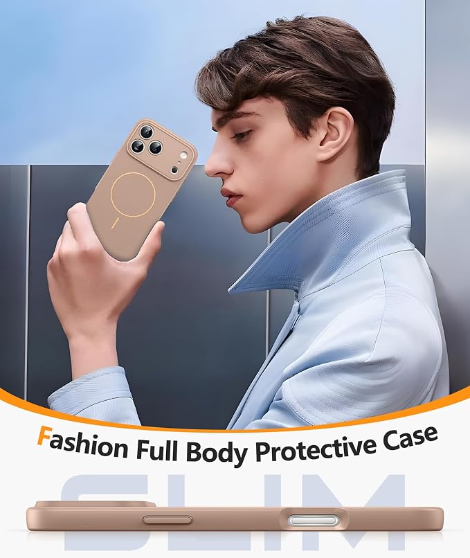 FNTCASE for iPhone 17 Pro Max Case, Fit for Magsafe, Screen Protector | Full Camera Protection, Integrated Silicone, 14FT Military Grade Drop Proof, Shockproof Protective Phone Cover, Full Gold - Image 7
