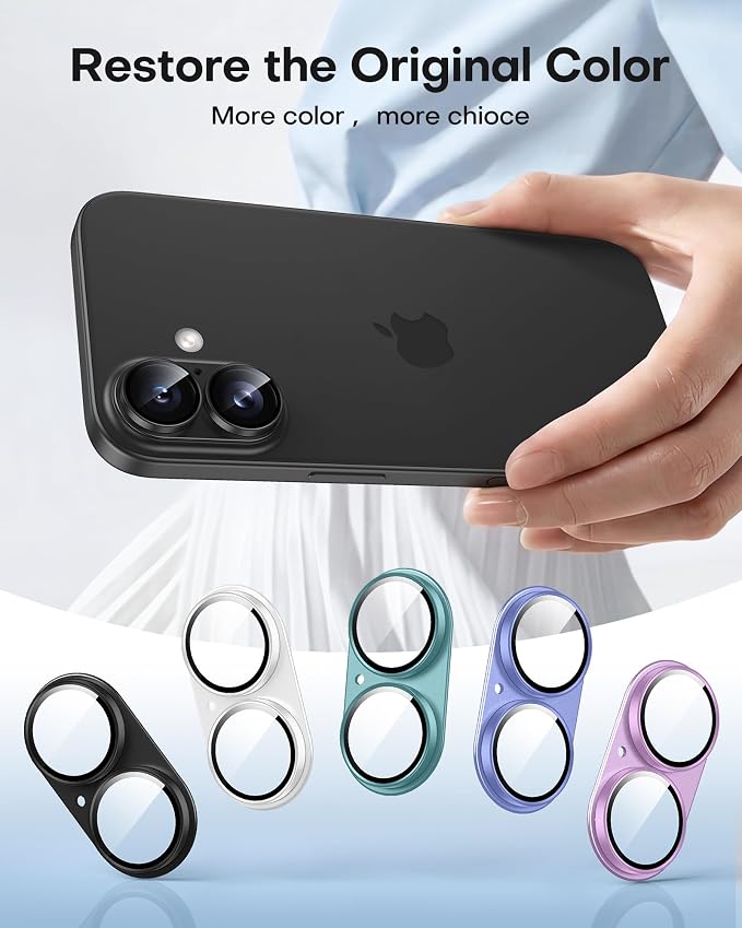 TAURI 2 Pack for iPhone 16/iPhone 16 Plus Camera Lens Protector, Black | Full Coverage Military-Grade Shatterproof, Upgrade AR Anti-Reflection Ultra Clear Transmission & Case Friendly - Image 7