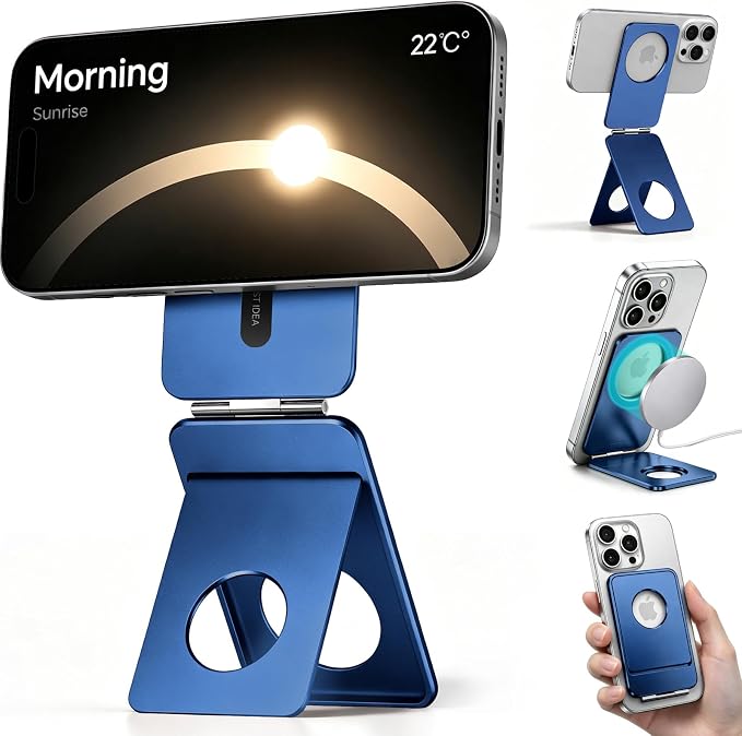 1ST IDEA for MagSafe Tripod Stand Ultra-Thin 0.23" | Aluminum Alloy Magnetic Tripod for iPhone, Flexible 20x Magnet Phone Stand Gift Accessories for Women Men for iPhone 17 16 15 14 13 12 Series by 1STIDEA