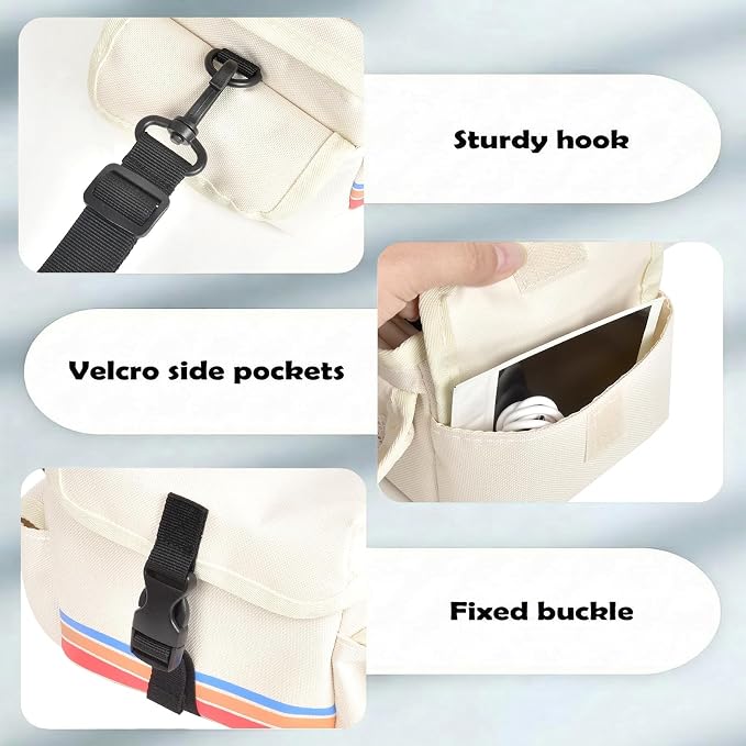 Camera Case Compatible with Polaroid Now, Now+ & OneStep+, Crossbody Bag | Custom-Fit Camera Case for Polaroid Now 2nd/3rd Gen, With A Shoulder Strap And Organized Accessory Storage - Beige - Image 5