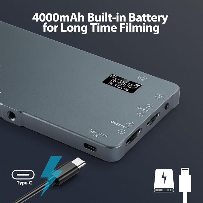 ENEGON 4000mAh Rechargeable Mountable Bicolor LED Video Light with Mini Panel for Professional DSLR Cameras | Photo Video Lighting Long Battery Life | Fits for iPhone Sony Canon Nikon Fuji Panasonic - Image 5