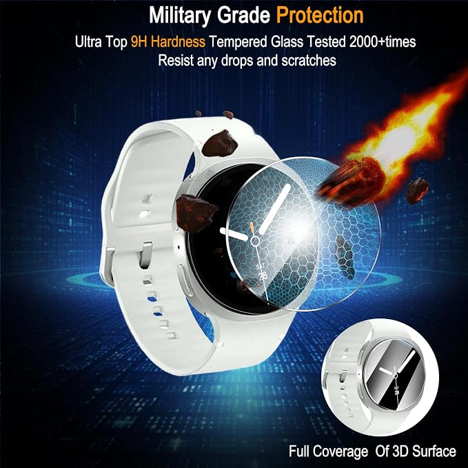 SiHPuoy Tempered Glass Screen Protector for Samsung Galaxy Watch 9/8 (40mm) | 4 Pack, 9H Hardness, Military Grade Shatterproof, Anti Scratch, Bubble Free, HD Ultra-thin, Easy Install, Case Friendly - Image 5