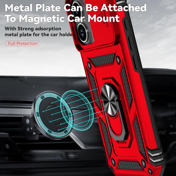 SunStory Compatible with iPhone 17 Case with HD Screen Protector & Slide Camera Cover & Rotated Ring Kickstand, [Military-Grade] iPhone Case for iPhone 17,Red - Image 5