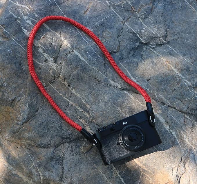 Paracord Woven Camera Neck Shoulder Strap Belt Hand Compatible with Canon Nikon Sony Olympus Pentax Fujifilm Panasonic SLR DSLR Digital Mirrorless Cameras 36inch Red - Image 2
