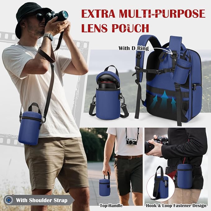 SDYSM Camera Backpack, Large Camera Bag for Photographers Professional DSLR/SLR Mirrorless Camera Case Compatible for Sony Canon Nikon, Blue - Image 6