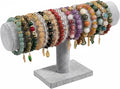 TENINYU Hovering T-Bar Bracelet Necklace Earring Bangle Pendants Anklet Tower Watch Key Jewelry Display Stand Home Organization for Women & Men (Gray Velvet) by TENINYU