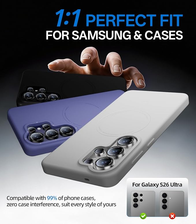 HelloDeere for Samsung Galaxy S26 Ultra Camera Lens Protector, Military-Grade 9H+ Tempered Glass with AR Optical Tech HD Anti-Glare Anti-Scratch Metal Individual Ring Easy Install Case Friendly,Silver - Image 6