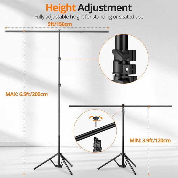 Green Screen Backdrop Kit 5x7 ft with Foldable T-Shaped Stand | Portable Greenscreen Background with 5 Clamps, Carrying Bag for Parties, Streaming, Photography, Zoom, Gaming, Video Studio - Image 4
