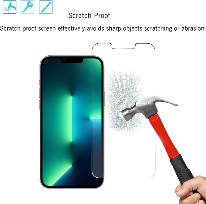 Ailun Screen Protector + Camera Lens Protector for iPhone 13 Pro, 2+2 Pack | 6.1 Inch, Tempered Glass Film, HD, Case Friendly - Image 5