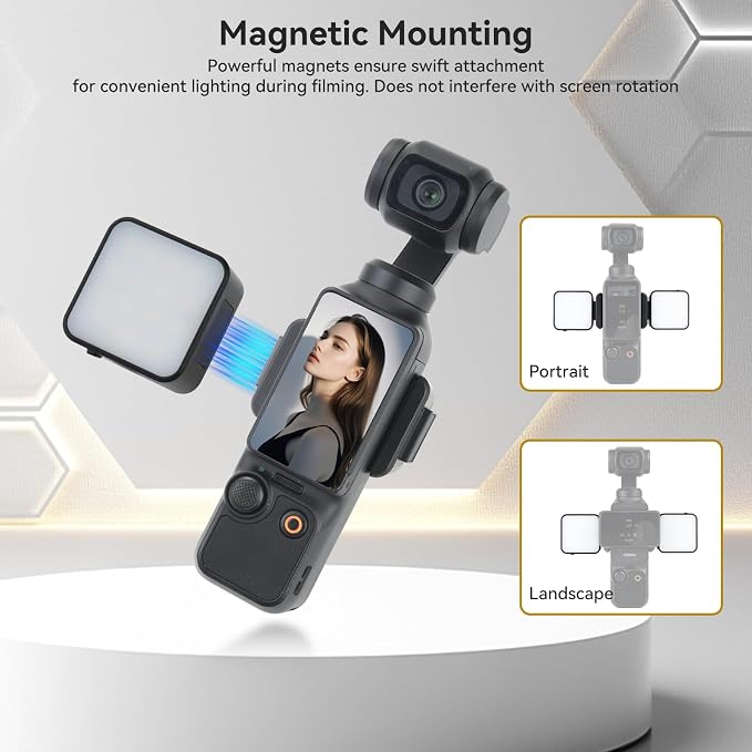 Pocket3 LED Light for DJI Osmo Pocket 3, 3 Color Modes/Brightness | Rechargeable Mini LED Video Fill Light, Adjustable Magnetic Selfie Light for Pocket 3 Selfie Vlog Recording, Makeup, TikTok - Image 2