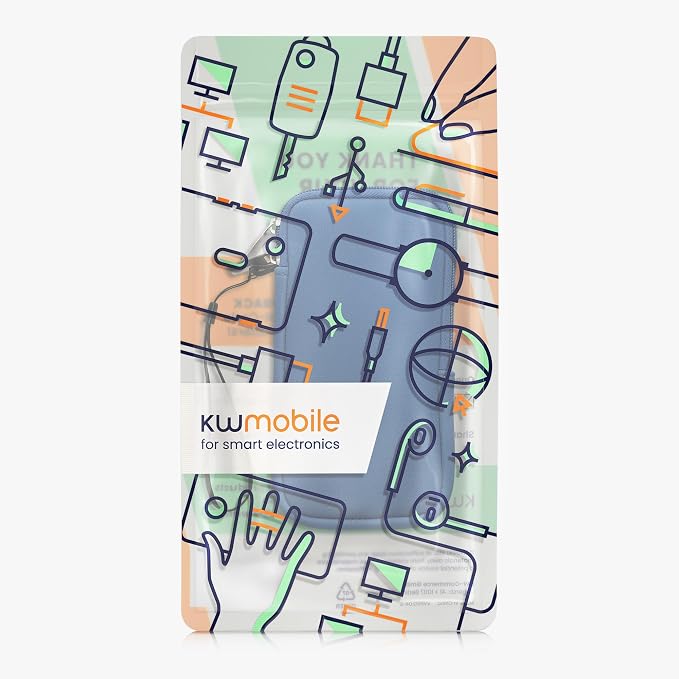 kwmobile Universal Phone Pouch Size XXL - 7" - Neoprene Smartphone Pouch with Zip - Water-Repellent Mobile Phone Case - Sleeve in Baltic Blue - Image 7
