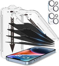 EZ-GLAZ-4+2 Pack for iPhone 14 Plus Privacy Screen Protector (6.7") | 2-Pack Lens Protectors, Alignment Kit, Easy Installation, 9H+ Tempered Glass, Scratch Resistant, 28° Privacy Protection by EZ-GLAZ
