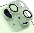 Compatible with iPhone 15 & iPhone 15 Plus Camera Lens Protector, Bling 3D Rhinestone Diamond 9H Tempered Glass Camera Cover Anti Scratch Shockproof Lens Screen Full Protective Cover - Green by Hsefo