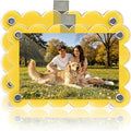 2Pcs Magnetic Car Visor Photo Holder, Scalloped Yellow, 2.4 x 3.5 in | Clear Acrylic Car Picture Frame, Personalized Picture Frame Clip for Sun Visor, For Family, Pets, Travel Photos by Nirvany-MakeACoolLifeForU