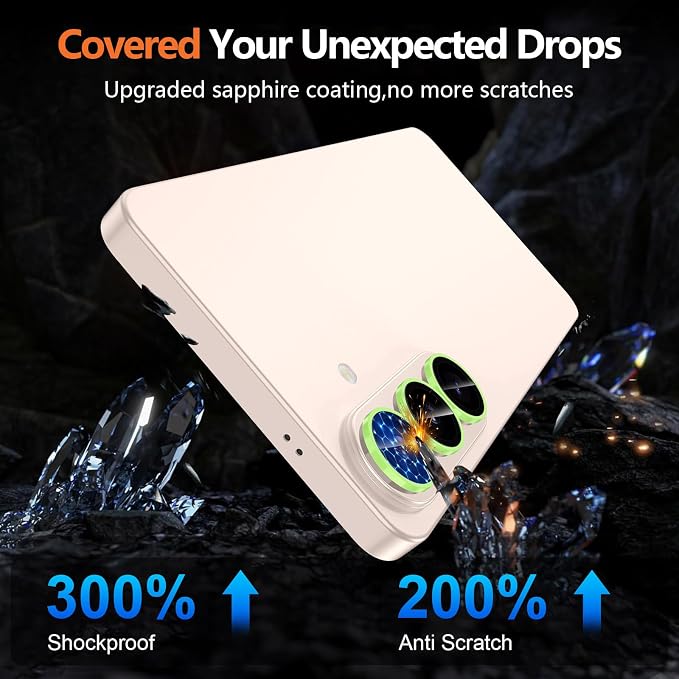 for Samsung Galaxy S26 Plus Camera Lens Protector, Individual Metal Ring Tempered Glass Lens Cover, [Strong Adsorption] Scratch Resistant Ultra-Thin HD Clear Lens Cover, 1 Set-Yellow Shine - Image 7