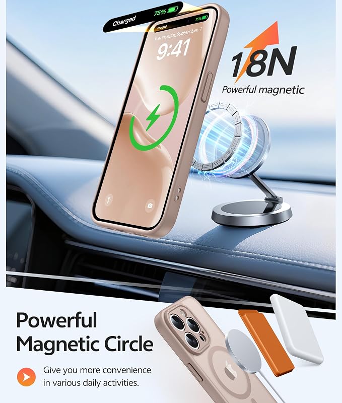 FNTCASE for iPhone 14 Pro Case, Compatible with Magsafe, Screen Protector | Full Camera Protection, Translucent Matte, 14FT Military Grade Drop Proof, Shockproof Protective Phone Cover, Desert Gold - Image 3