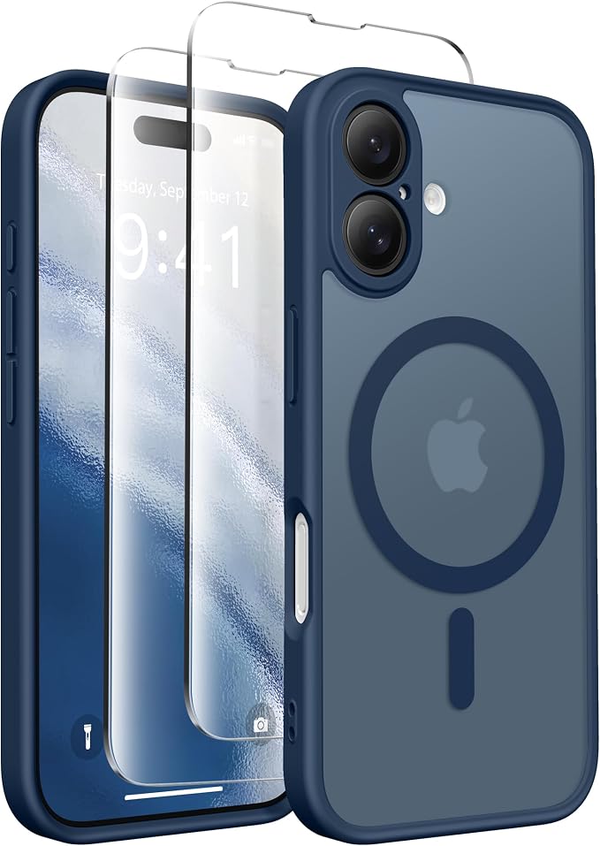 CAPRARO for iPhone 16 Case, Compatible with MagSafe Ocean Blue | Upgraded [Full Camera Protection] Protective Translucent Matte Women Girl Magnetic Phone Case Cover, Ocean Blue by CAPRARO