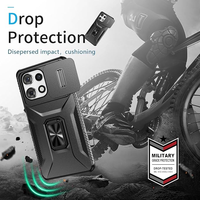 for Moto G Play 5G 2025 Case with Sliding Camera Lens Cover,HD Screen Protector,360° Rotating Ring Kickstand,AYMECL Military-Grade Shockproof Protective Cover for Motorola G Power 2025,Black - Image 7