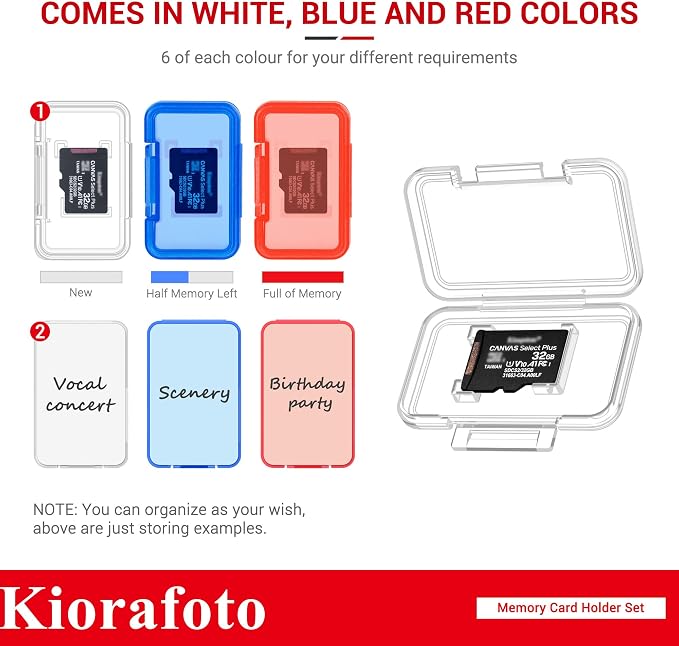 18PCS Multi-Color Clear Plastic MicroSD Card Holder Case for 18 TF Cards | with Labels,MicroSD MSD Memory Card Storage Organizer,for 18 Micro SD SDXC SDHC TF Cards,NOT Include any Cards - Image 3