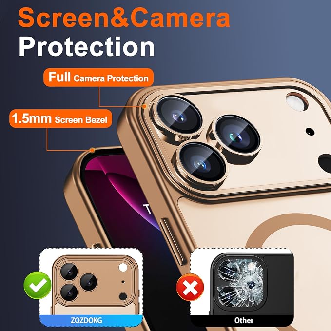 for iPhone 17 Pro Case with Privacy Screen Protector, Brown | Full Camera Protection, Compatible with MagSafe, Magnetic Translucent Matte Shockproof Phone Cover for iPhone 17 Pro - Image 6