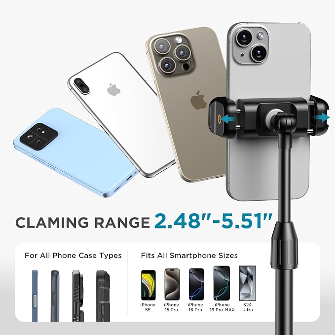 InnoGear Webcam Stand Mount for Desk Table Telescopic with Phone Holder | for Logitech Webcam C922 C930e C920S C920 C615 C960 C920x BRIO 4K NexiGo N60, Eye-Level Framing, Vertical, Max Height 11.42" - Image 5