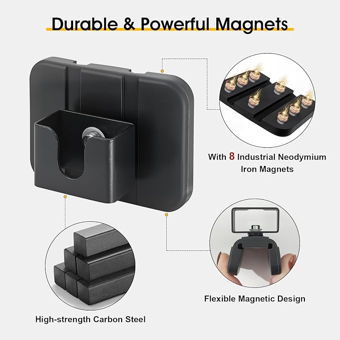 No-Drill Universal Magnetic CB Radio Mic Holder, Flexible Mount with No-Scratch Rubber Magnet Base for Speaker Microphone, Handset, Walkie Talkie, Fits Truck, Golf Cart, UTV, Off-Road Vehicle, 1 Pack - Image 2