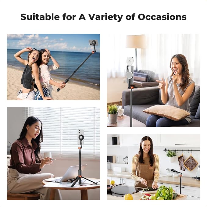 K&F CONCEPT Lightweight 71 inch Magnetic Selfie Stick Tripod | Portable Extendable, Bluetooth Remote, 3-Axis Adjustment Aluminium Vlog Rig Compatible with iPhone 17 16 15 14 Pro Max, MS18 - Image 8