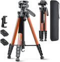 CAMBOFOTO 74″ Camera Tripod, 360° Aluminum Lightweight Tripod/Orange | Heavy‐Duty Professional Tripod Stand for DSLR & Mirrorless Cameras/Smartphones/GoPro, with 360° Pan Head/Phone Mount by CAMBOFOTO