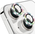 Compatible with iPhone 15 & 15 Plus Camera Lens Protector, Bling Glitter 9H Tempered Glass Camera Cover Anti Scratch Shockproof Screen Protector Individual Metal Lens Ring - 2PCS Glitter by Hsefo