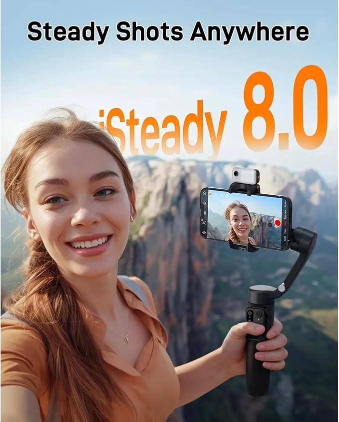 Hohem iSteady V3 Gimbal Stabilizer, Magnetic AI Tracking, Removable Remote | 3-Axis Smartphone Gimbal with Built-in Telescopic Rod and Tripod, Perfect for Content Creators (White) - Image 6