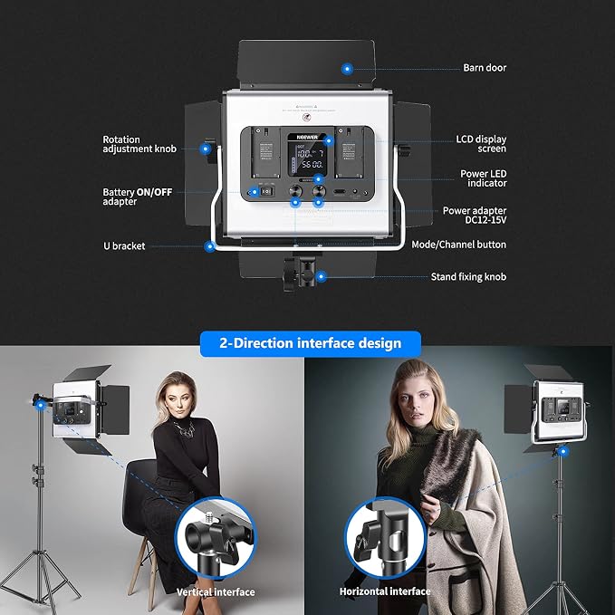 NEEWER 660 PRO RGB LED Video Light with App Control/Barn Door/U Bracket | 360° Full Color, CRI 97+, 50W Panel Studio Light, for Gaming Live Streaming YouTube Webex Recording, Filming, Photography - Image 6
