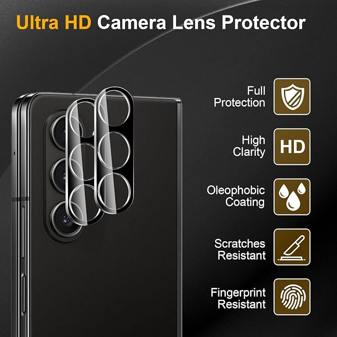 3 Pack Camera Lens Protector for Samsung Galaxy Z Fold 5 | Tempered Glass,Anti-Fingerprint,9H Hardness,Scratch Resistant,Easy to Install,Bubble Free,HD Clarity - Image 5