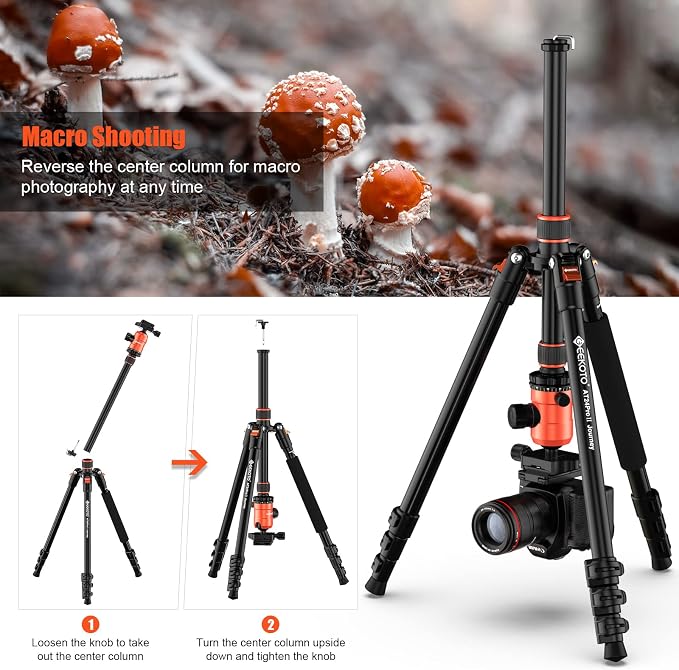 [Upgrade Version] GEEKOTO 77'' Aluminum Camera Stand & Monopod, Foldable Travel Gear with 360° Ball Head and Quick Release Plate for DSLR, Work, and Content Creation - Image 5