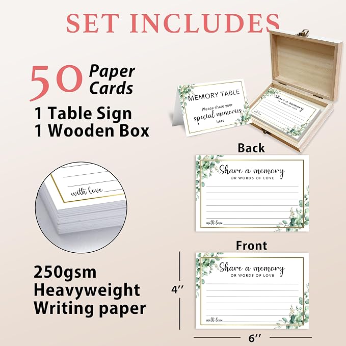 Share A Memory Card for Celebration Of Life - 50 Pcs Memorial Cards, Memory Box for Graduation Wedding, Funeral Keepsake for Celebration Of Life Decorations -A06 - Image 2