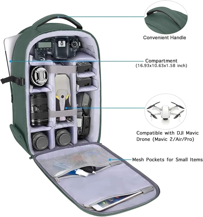MOSISO Camera Backpack, DSLR/SLR/Mirrorless Photography Camera Bag | 15-16 inch Waterproof Hardshell Case with Tripod Holder&Laptop Compartment Compatible with Canon/Nikon/Sony, Emerald Green - Image 2